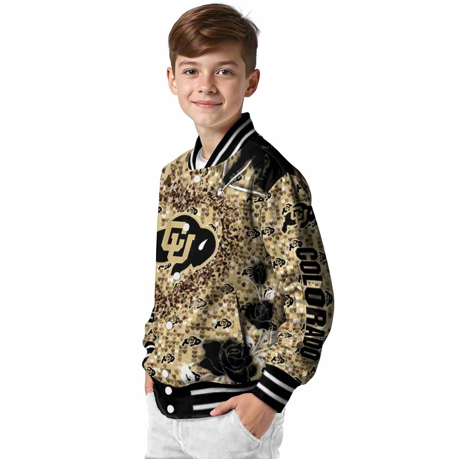 personalized colorado buffaloes heart explosion gold jacket trendy personalized colorado buffaloes heart explosion gold jacket trendy