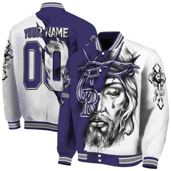 personalized colorado rockies jesus tears blue white jacket fashion forward