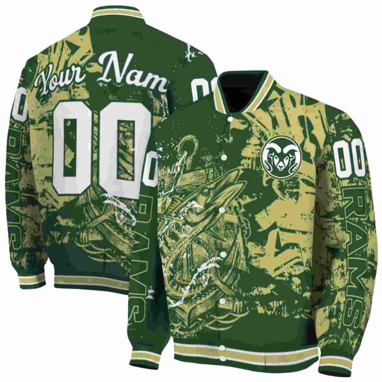 personalized colorado state rams fishing art green jacket fashion forward