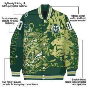 personalized colorado state rams fishing art green jacket new arrival