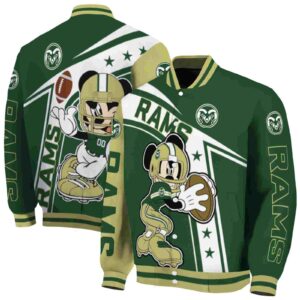 personalized colorado state rams mickey football green white jacket fashion forward