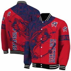 personalized columbus blue jackets fishing rod red jacket fashion forward