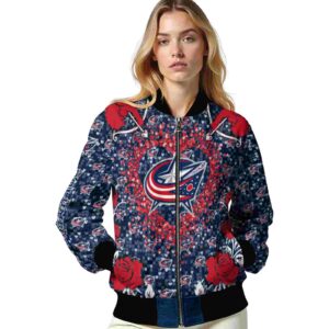 personalized columbus blue jackets heart explosion navy blue jacket latest model