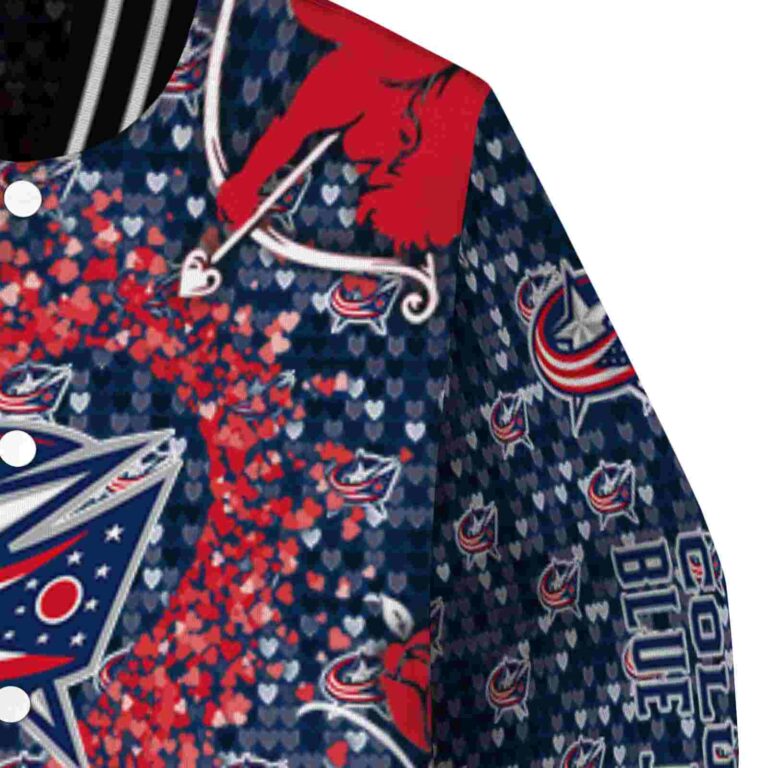 personalized columbus blue jackets heart explosion navy blue jacket premium grade