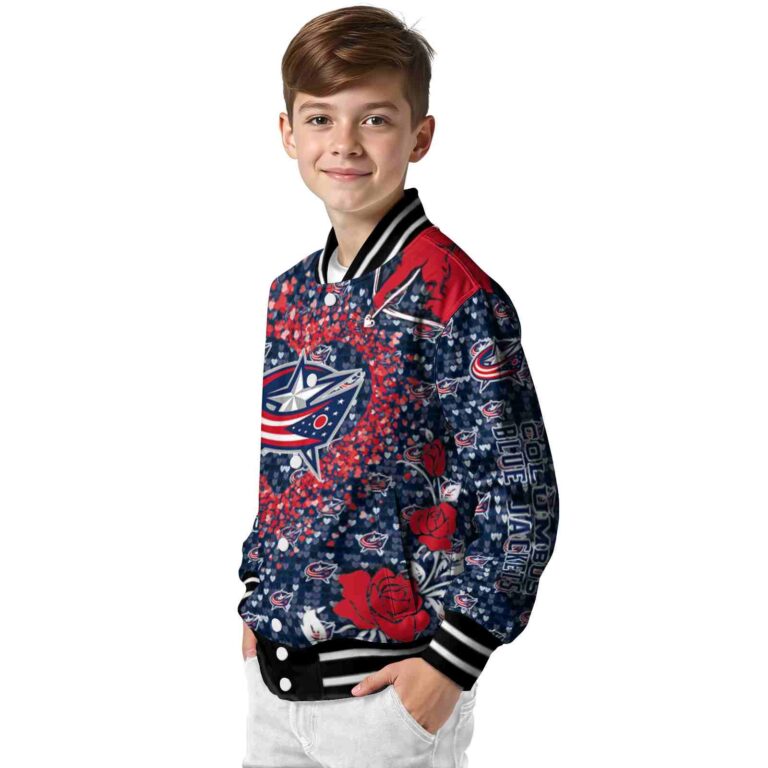 personalized columbus blue jackets heart explosion navy blue jacket trendy
