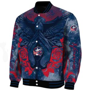personalized columbus blue jackets praying hands navy blue jacket best selling