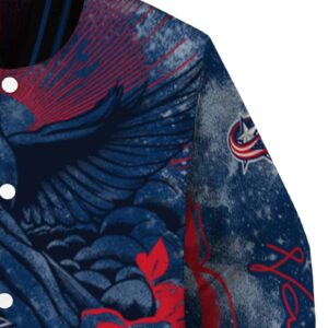 personalized columbus blue jackets praying hands navy blue jacket premium grade