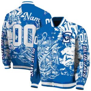personalized creighton bluejays fishing art blue jacket fashion forward