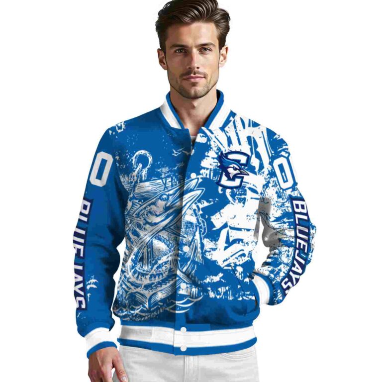 personalized creighton bluejays fishing art blue jacket high quality