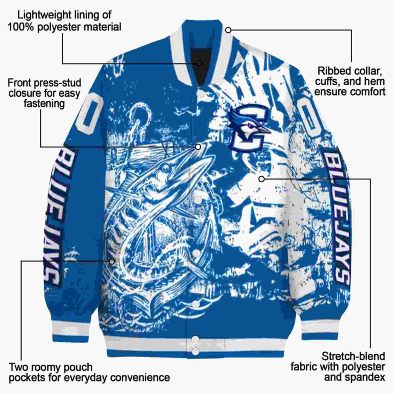 personalized creighton bluejays fishing art blue jacket new arrival