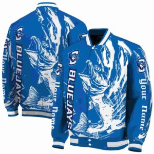 personalized creighton bluejays fishing passion blue white jacket fashion forward
