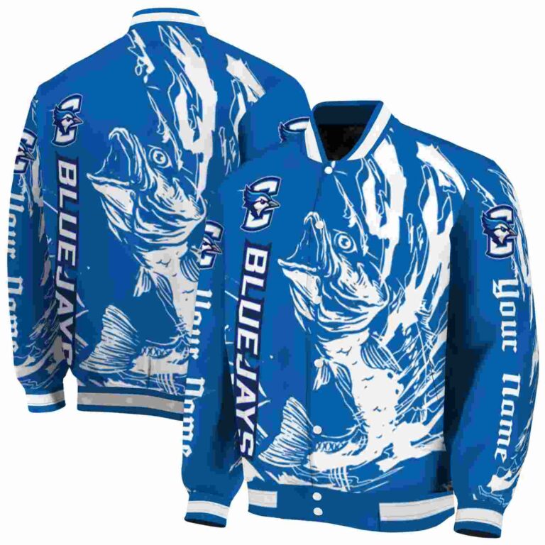 personalized creighton bluejays fishing passion blue white jacket fashion forward