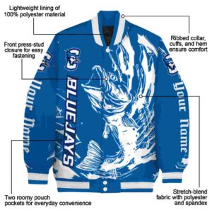 personalized creighton bluejays fishing passion blue white jacket new arrival
