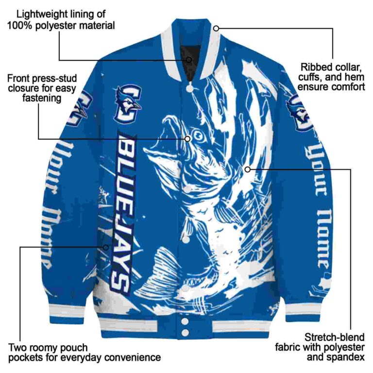 personalized creighton bluejays fishing passion blue white jacket new arrival