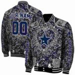 personalized dallas cowboys heart explosion blue jacket best selling