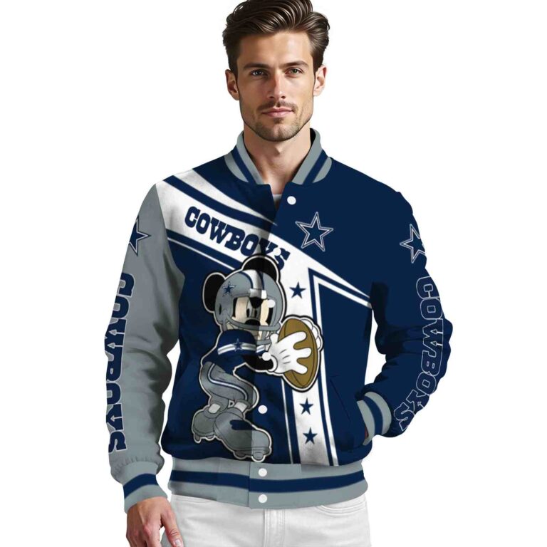 personalized dallas cowboys mickey football blue white jacket high quality