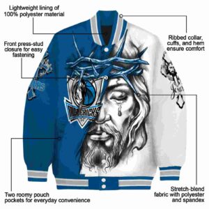 personalized dallas mavericks jesus tears blue white jacket new arrival