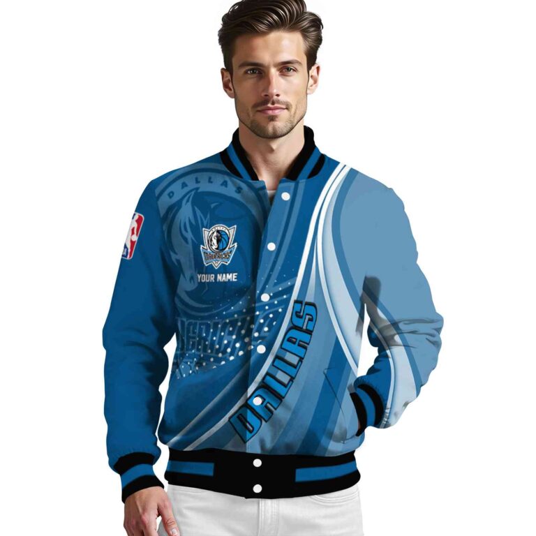 personalized dallas mavericks wave patterns blue jacket high quality