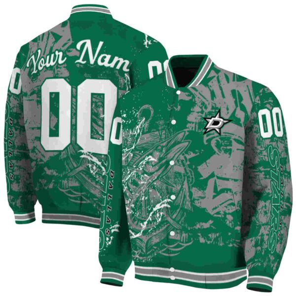 personalized dallas stars fishing art green jacket fashion forward