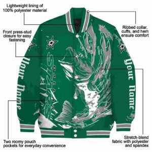 personalized dallas stars fishing passion green white jacket new arrival