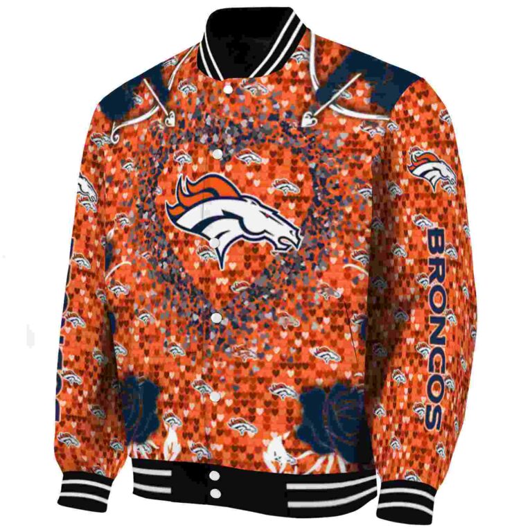 personalized denver broncos heart explosion orange jacket best selling