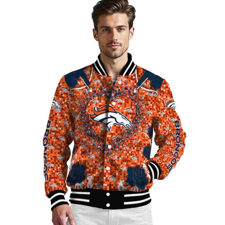personalized denver broncos heart explosion orange jacket high quality