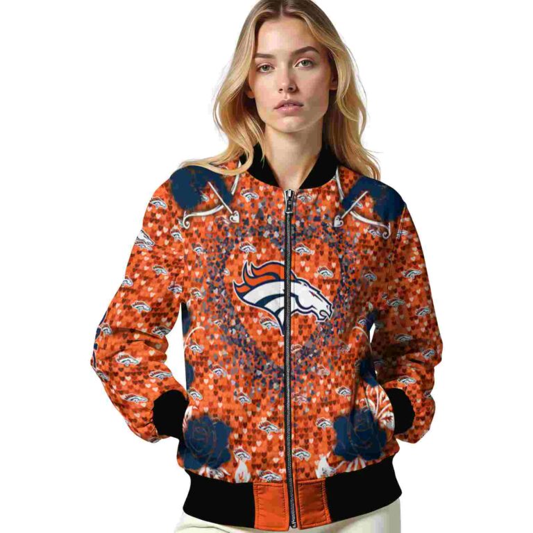 personalized denver broncos heart explosion orange jacket latest model