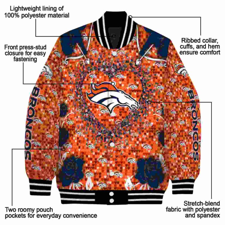 personalized denver broncos heart explosion orange jacket new arrival