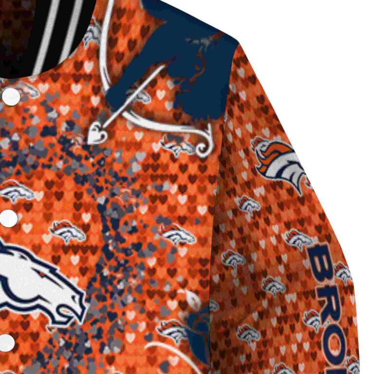 personalized denver broncos heart explosion orange jacket premium grade