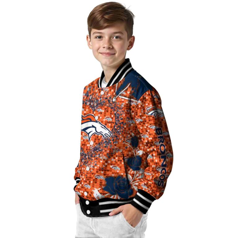 personalized denver broncos heart explosion orange jacket trendy