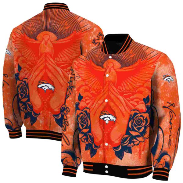 personalized denver broncos praying hands orange jacket fashion forward