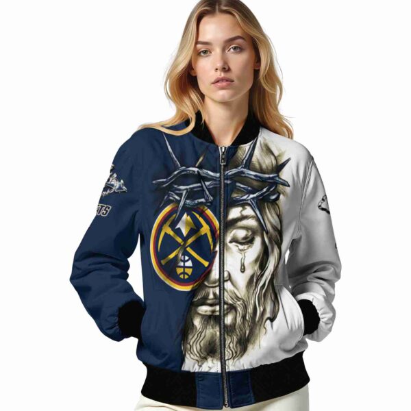 personalized denver nuggets jesus tears blue white jacket latest model