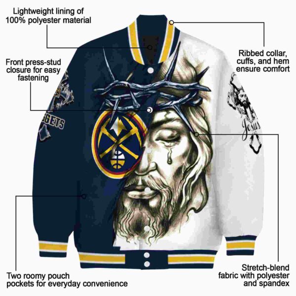 personalized denver nuggets jesus tears blue white jacket new arrival