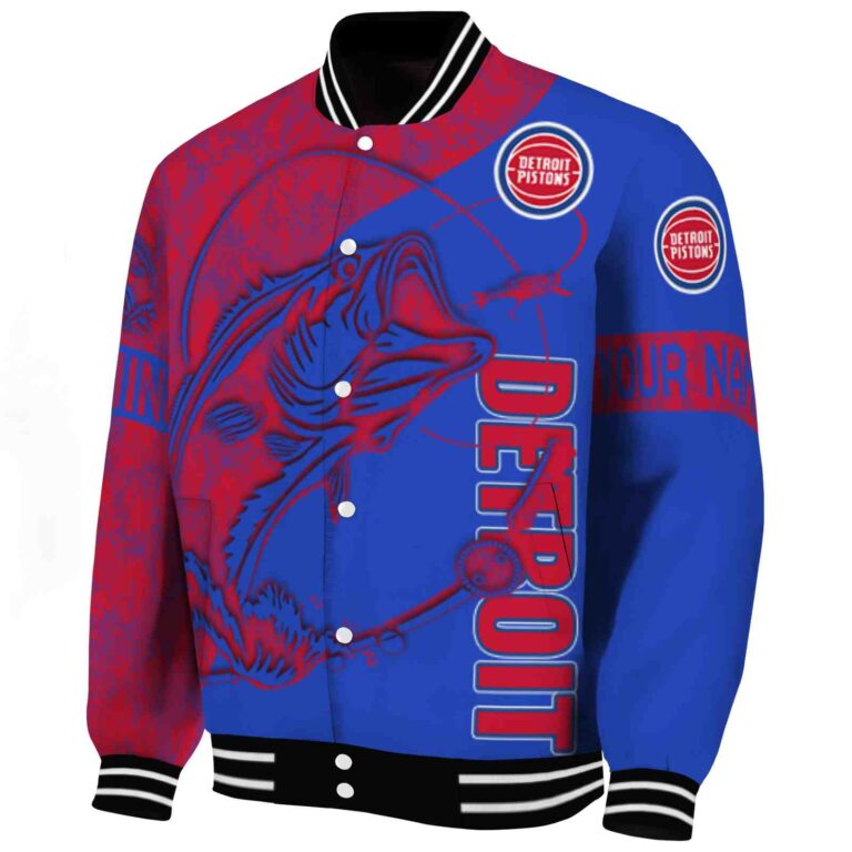 personalized detroit pistons fishing rod royal blue jacket best selling