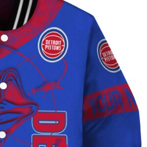 personalized detroit pistons fishing rod royal blue jacket premium grade
