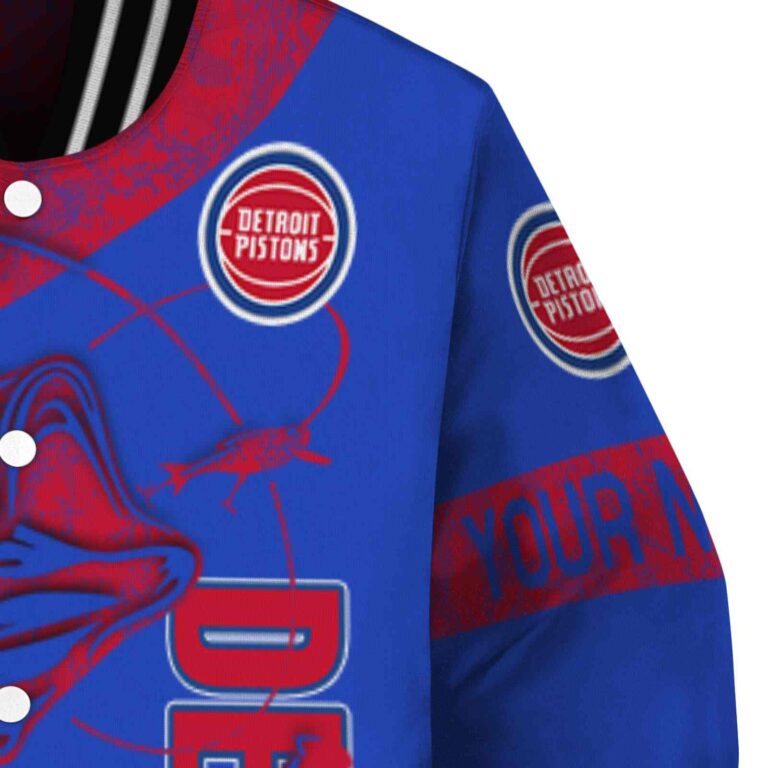 personalized detroit pistons fishing rod royal blue jacket premium grade