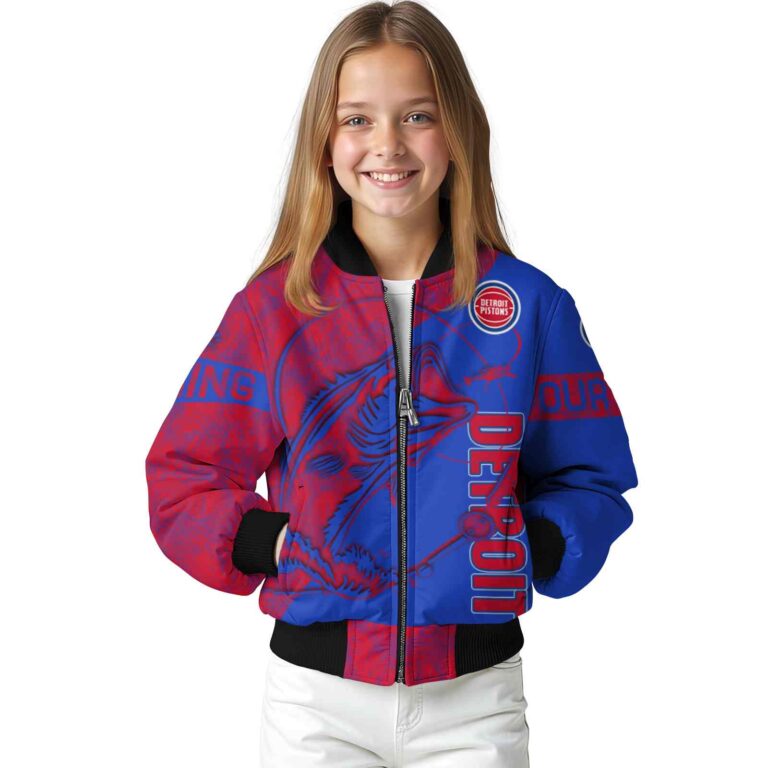 personalized detroit pistons fishing rod royal blue jacket top rated