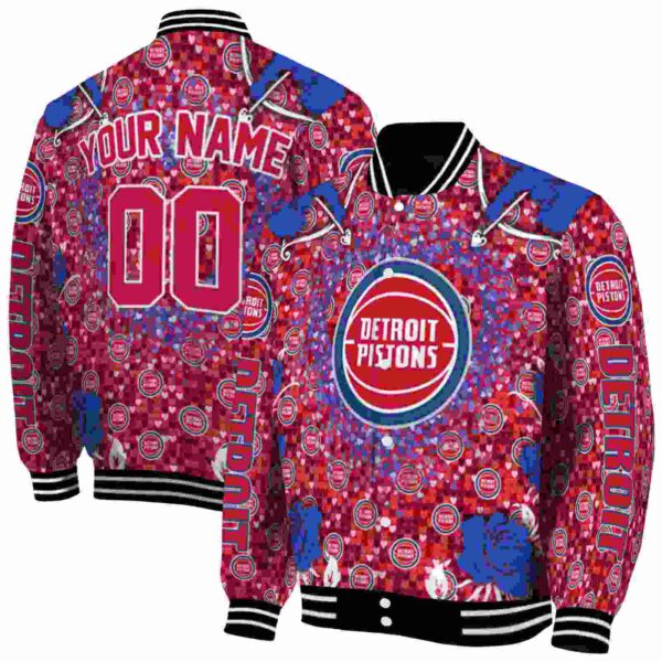 personalized detroit pistons heart explosion red jacket fashion forward