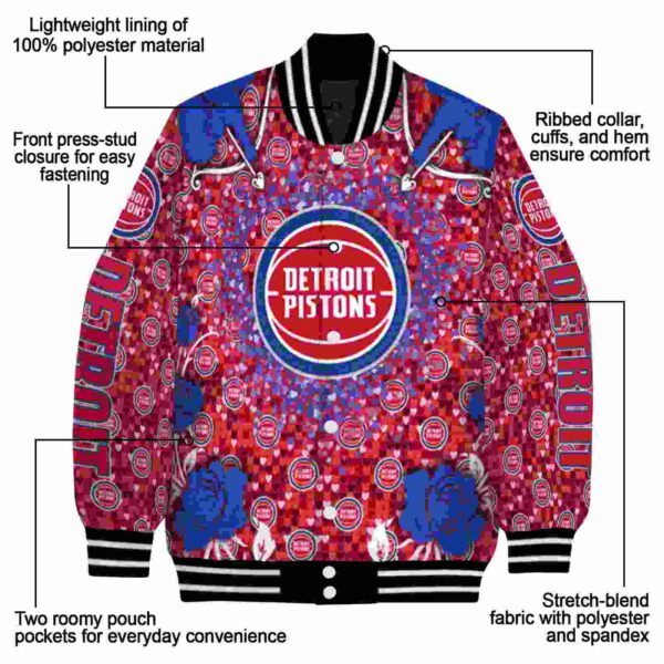 personalized detroit pistons heart explosion red jacket new arrival