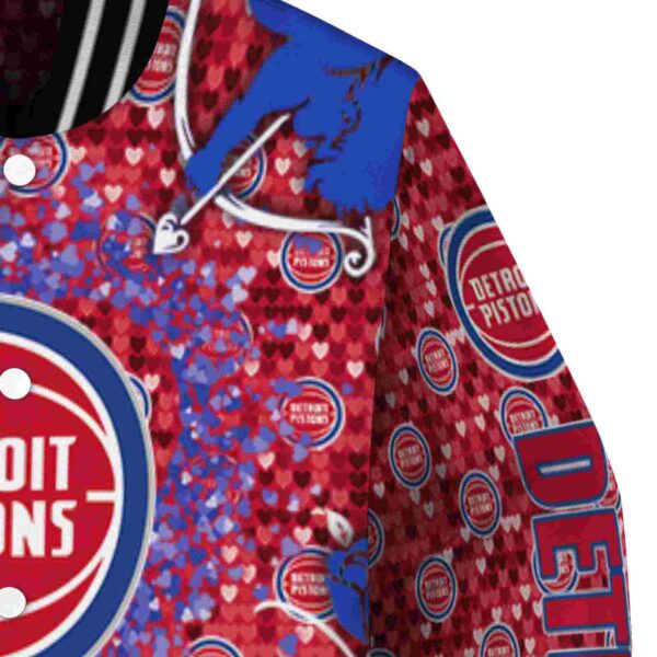 personalized detroit pistons heart explosion red jacket premium grade