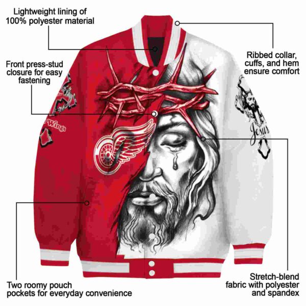 personalized detroit red wings jesus tears red white jacket new arrival