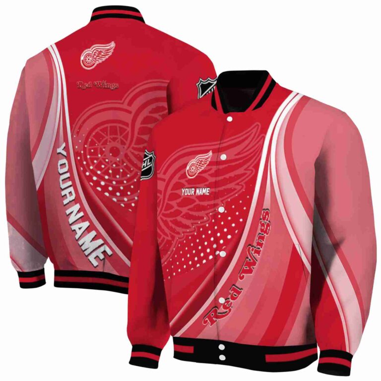 personalized detroit red wings wave patterns red jacket fashion forward