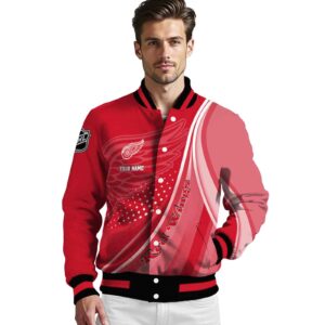 personalized detroit red wings wave patterns red jacket high quality