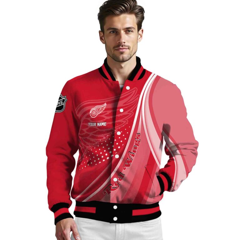 personalized detroit red wings wave patterns red jacket high quality