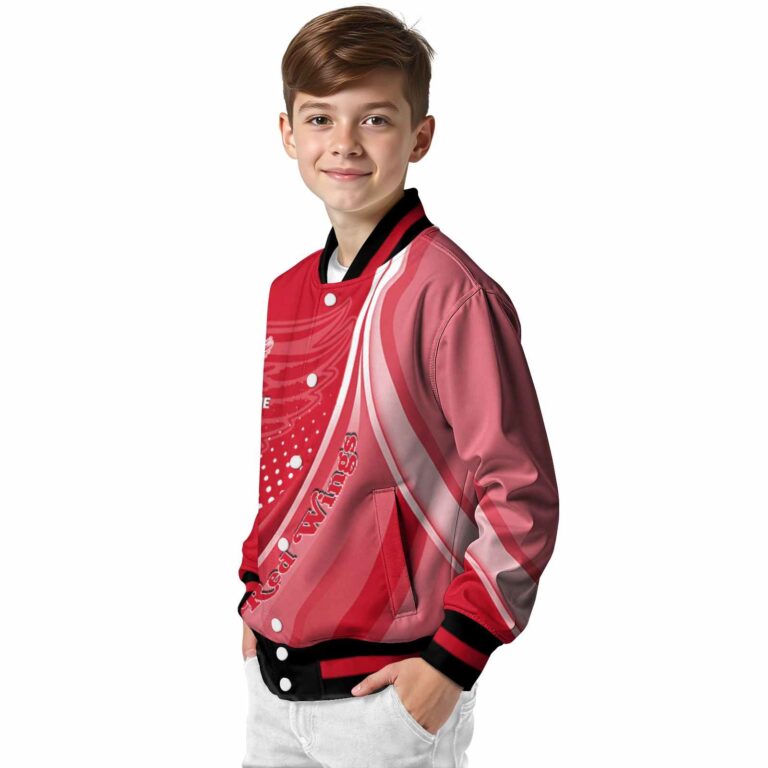 personalized detroit red wings wave patterns red jacket trendy