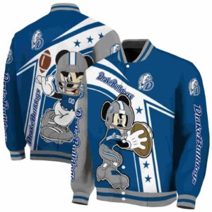 personalized drake bulldogs mickey football blue white jacket fashion forward