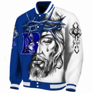 personalized duke blue devils jesus tears blue white jacket best selling