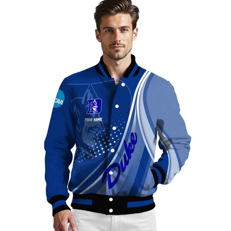 personalized duke blue devils wave patterns blue jacket high quality