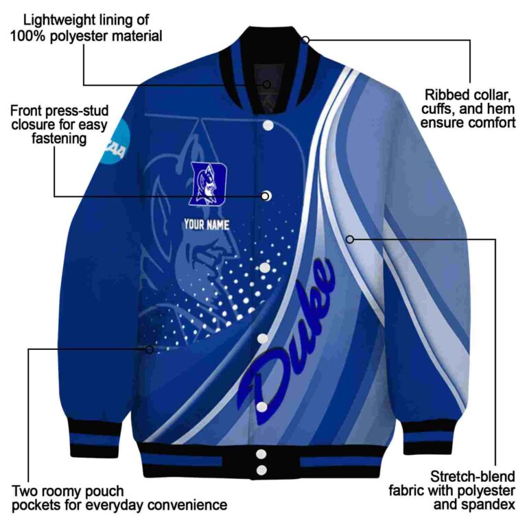 personalized duke blue devils wave patterns blue jacket new arrival