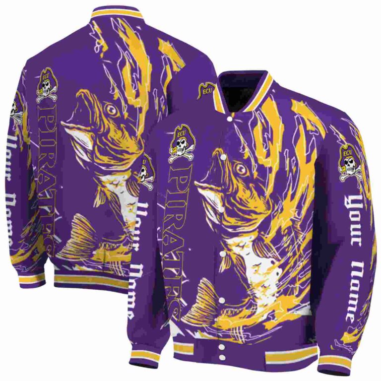 personalized east carolina pirates fishing passion purple white jacket fashion forward